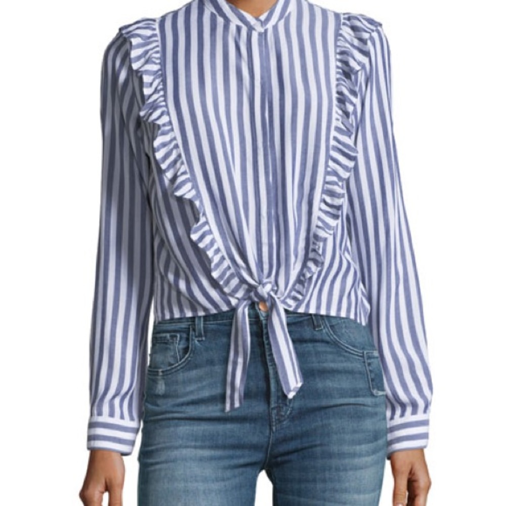 Rails Piper Button Front Striped Top - image 1